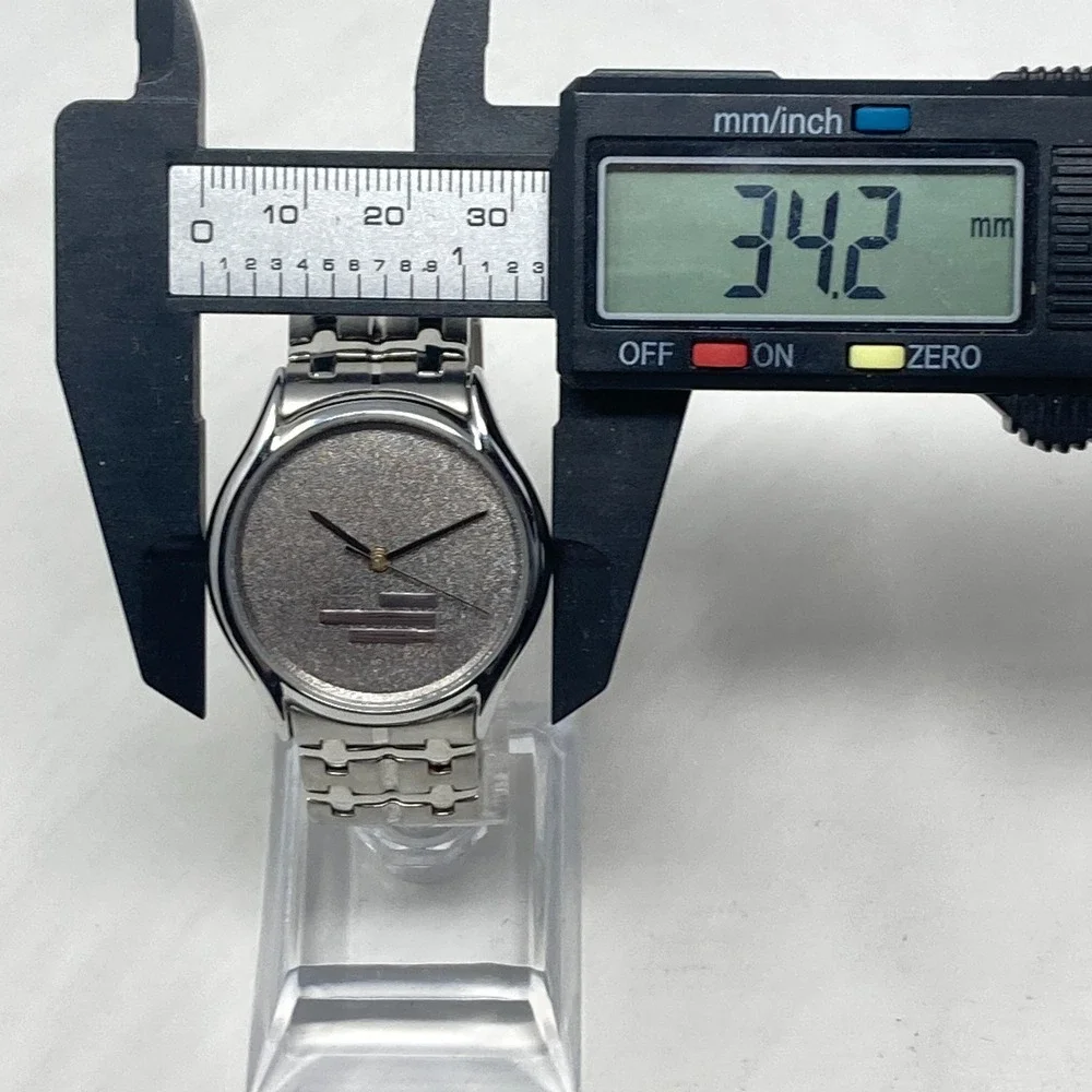 Vintage Montreux Watch Men Silver Tone 34mm Brushed Minimal New Battery 7.25